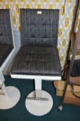 *White Gas-Lift Barstool with Charcoal Upholstery