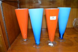 Two Sets of Decorative Glass Vases