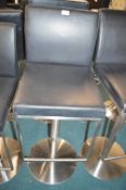 *Black Leatherette & Chrome Gas-Lift Barstool (som
