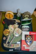 Vintage Collectibles; Alarm Clocks, Dressing Set,
