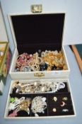 Jewellery Box Containing Vintage Costume Jewellery