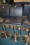*Black Leatherette & Chrome Gas-Lift Barstool