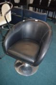 *Black Leatherette & Chrome Swivel Bucket Chair