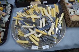 Tray Lot of Bone Handled Cutlery