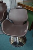 *Brown Leatherette & Chrome Gas-Lift Salon Chair