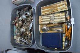Two Tubs of Vintage Cutlery