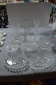 Cut Glass Fruit Bowls, Vases, Dishes, etc.