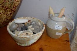 Two Studio Pottery Vases plus Fossils, etc.