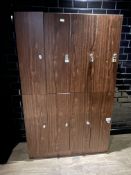 *Bank of Eight Simulated Rosewood Lockers