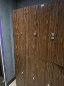 *Bank of Eight Simulated Rosewood Lockers