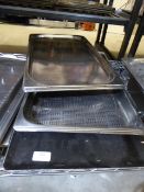 * selection of 4 x large black baking trays and 5 x gastro baking trays