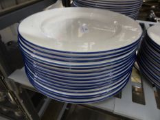 * 20 x white plate with blue rim 29cm