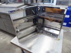 * Wall mounted chrome cabinet with shelves. 350w x 140d x 450h