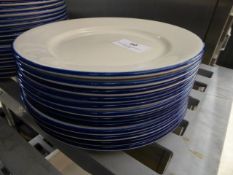 * 12 x white plate with blue rim 18cm