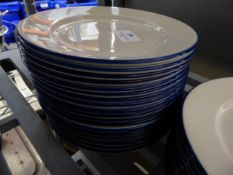 * 20 x white plate with blue rim 18cm