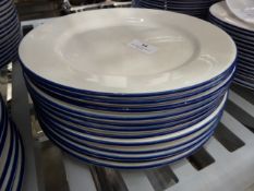 * 12 x white plate with blue rim 25cm