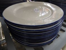 * 14 x white plate with blue rim 23cm