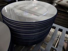 * 15 x white plate with blue rim 29cm