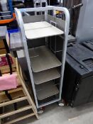 * tray clearing trolly on castors