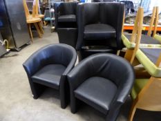 * 4 x black faux leater tub chairs