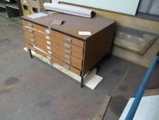 *Drawing Table with Six Drawers in Red Wood Finish