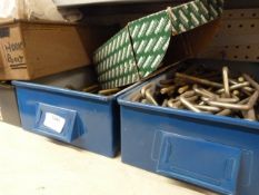 *Four Trays of Assorted Ironmongery, Threaded Bar, Hooks, Hook Clips, etc.