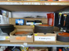 *Contents of Shelf to Include Various Abrasive Wheels (9”, 7” and 4.5”), Cutting Discs, Grinding