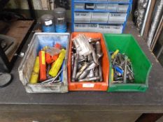 *Three Tubs of Machine Tooling; Tapping Bits, Drill Bits, etc.