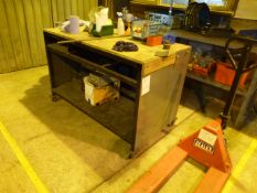 *Wooden Topped Engineers Workbench on Wheels with Undershelf 80x150x100cm