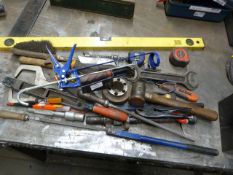 *Assortment of Engineers Tools; Files, Spanners, Grips, Pop Rivet Gun, etc.
