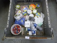 *Box of Various Electrical Components, Electrical Tape, Plugs, etc.
