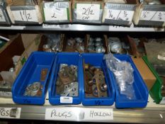 *Shelf of Various Pipe Components, Wall Caps, End Caps, etc.