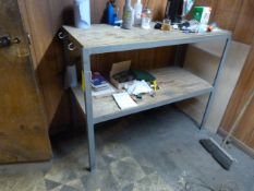 *Metal Two Tier Shelving Unit with Wooden Shelves 55x125x105cm