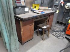 *Steel Workbench with Cupboard to Left & Right, and Record No.3 Vice