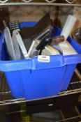 *Blue Tub of Assorted Fish Fryer's Tools, etc.