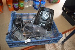 Tray of Various Chef's Tools, Mashers, Knives, Forks, and a Tefal Blend Force
