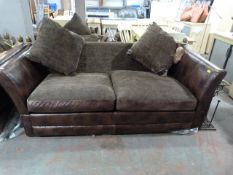 *Large Two Seat Leather & Fabric Drop End Sofa (co