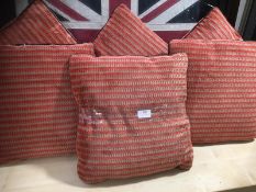 *6 red brown cushions edged in leather