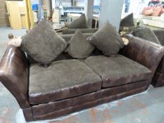 *Large Two Seat Leather & Fabric Drop End Sofa (co