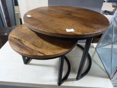 *Nest of Two Wood & Metal Tables