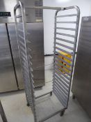 * S/S mobile bakery tray rack to take 600x 400 trays on castors