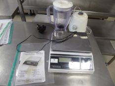 * set of weigh station digital scales and blender