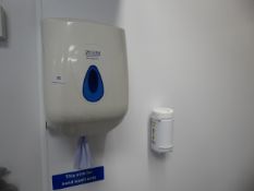 * selection of wall mounted dispensers - towels, wipes, soap, etc. 7 items in total