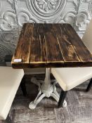 *Wood Topped Table on Cast Iron Pedestal Base