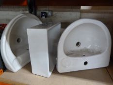 *Three White Ceramic Basins