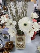 Shelf Pottery vase with Artificial Flowers