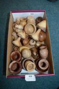 ~30 Small and Medium Turned Wooden Pots plus Mushr