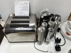 Four Slice Toaster, Kenwood Can Opener, and Spice