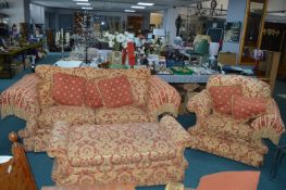 Three Pieces Suite; Two Seat Drop End Sofa, Armcha