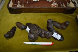 Carved Wooden Hippos